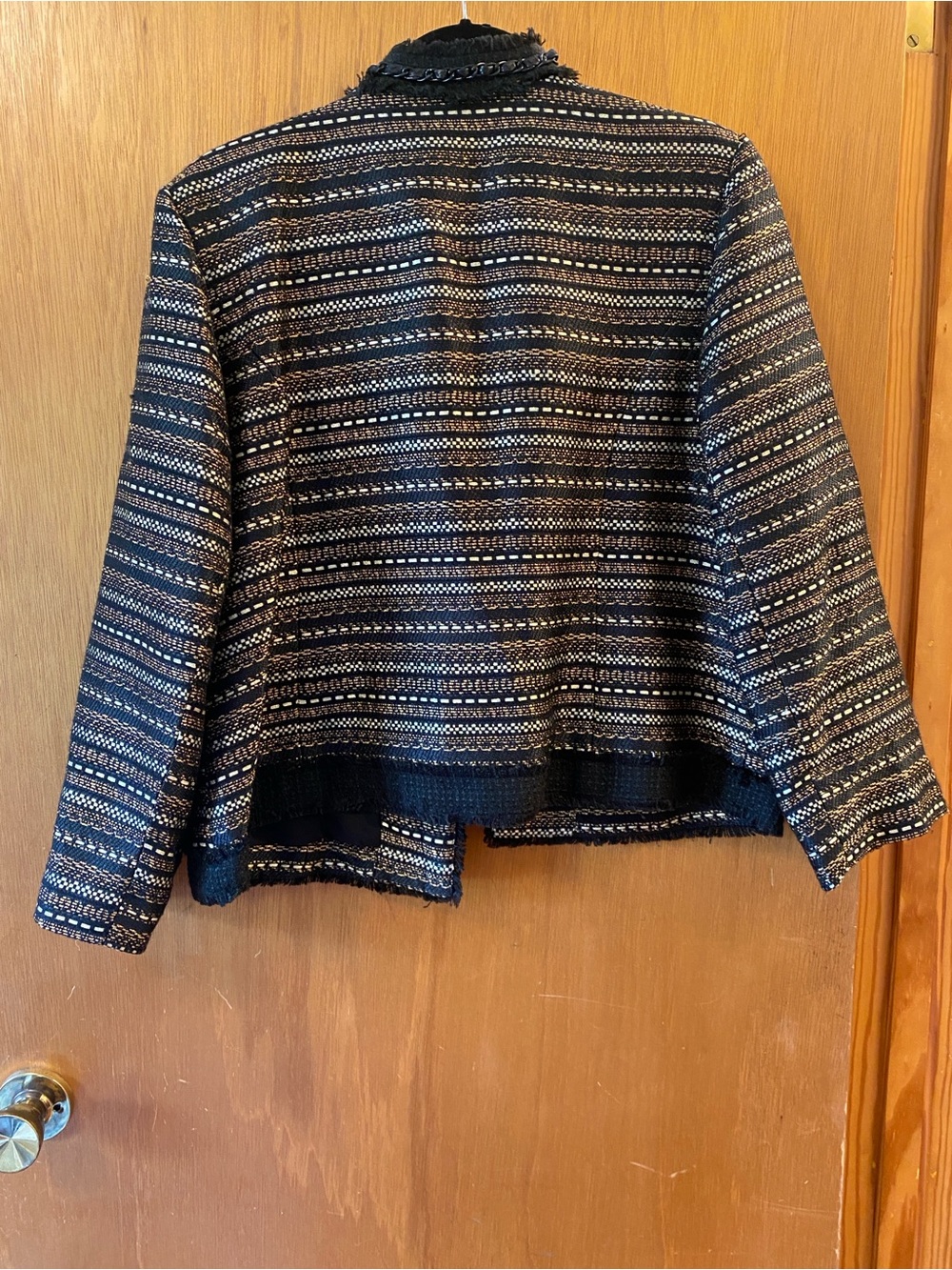 Chico's Black & Gold Tweed Cropped Jacket - Picture 2 of 3